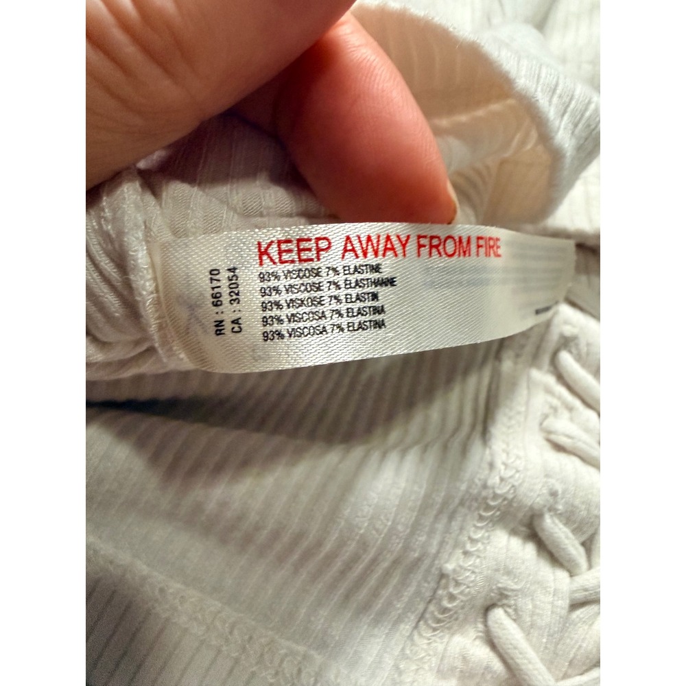 Daily Practice Anthropologie White Lace Up Ribbed Knit Crop Tank Top Womens S - Picture 4 of 5
